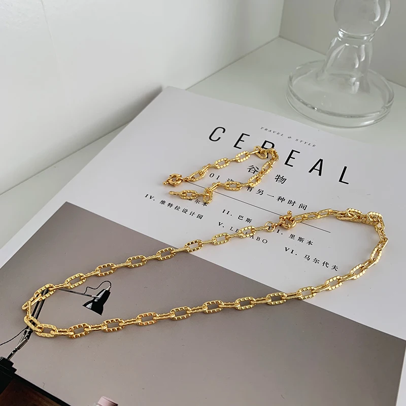 

Thick Chain Toggle Clasp Gold Necklaces Mixed Linked Circle Necklaces for Women Minimalist Choker Necklace Hot Jewelry
