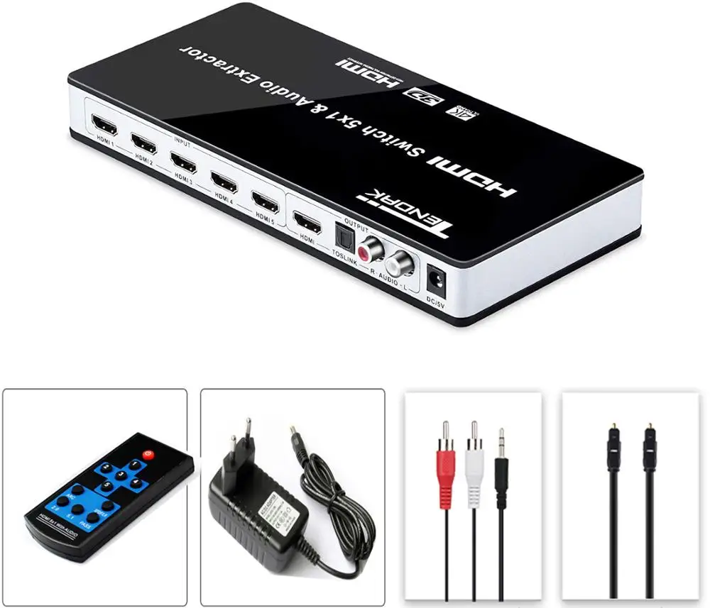 HDMI коммутатор True 4K 5X1 с переключателем аудио удаленным 5 в 1 выход 4 В для PS4 HDTV DVD STB и