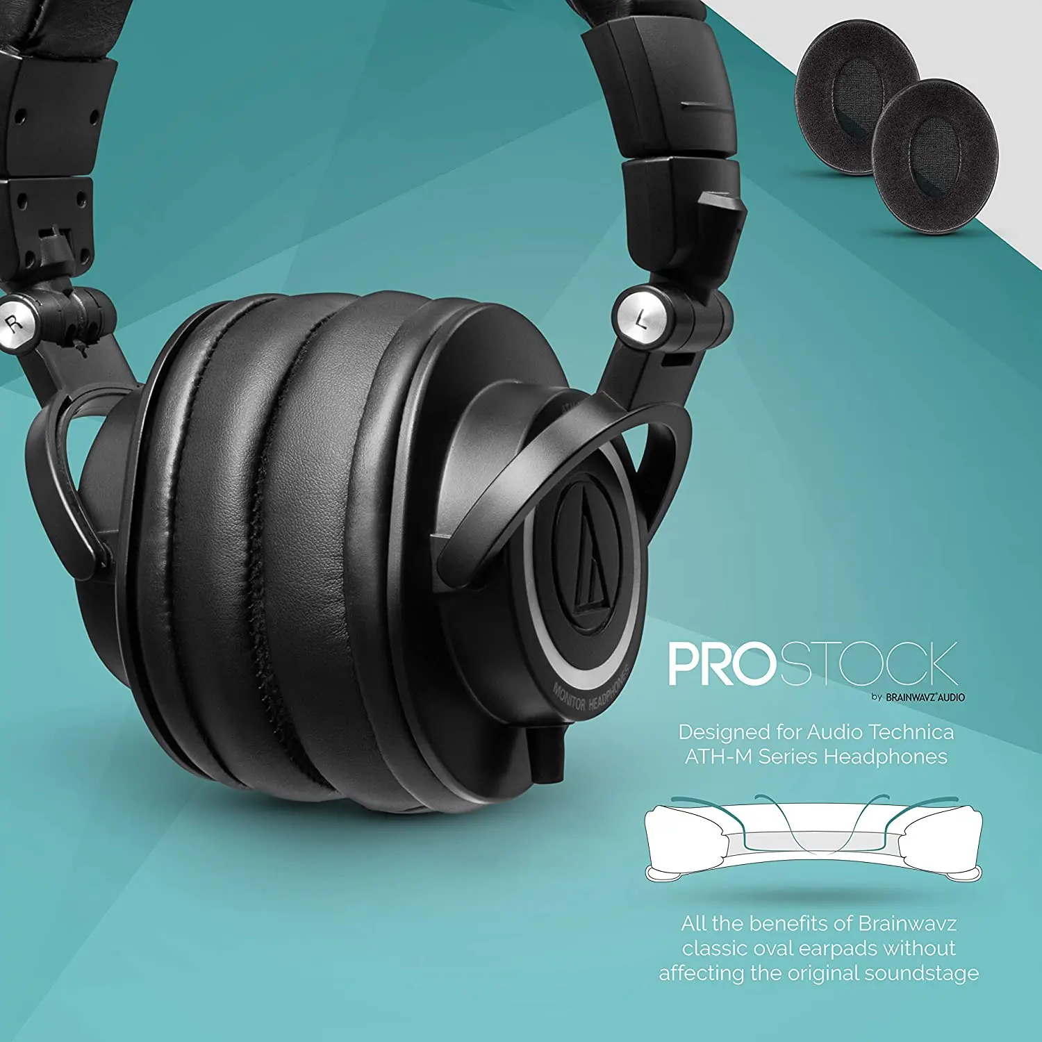 

ATH M50X Upgraded Earpads, Crafted Ear Pad Design for ATH-M50X M50BTX M20X M30X M40X Headphones, Black