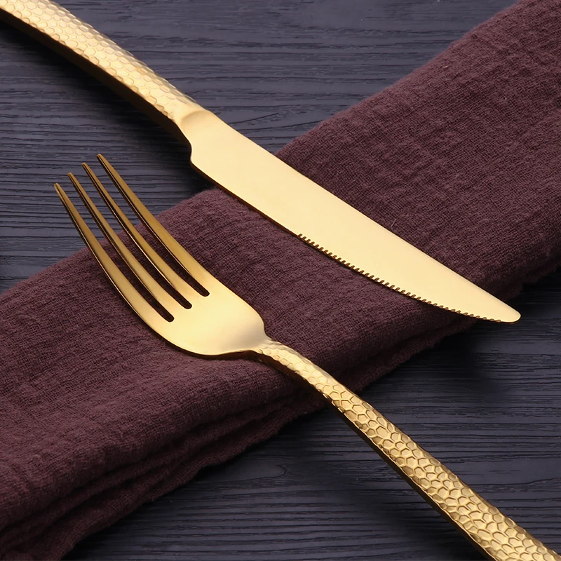Столовые приборы с золотым покрытием 24 шт. ножи из нержавеющей стали вилки ложки