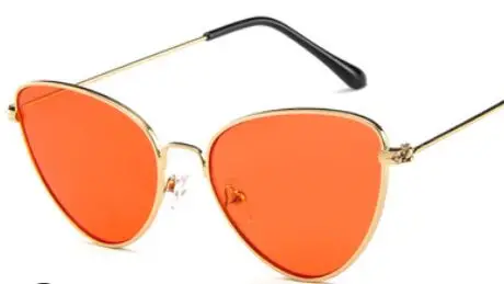 Retro Cat Eye Sunglasses Women Red Cateyes Sun glasses Fashion Metal Eyewear - Цвет линз: Color 8
