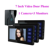 smartyiba 7home door phone video intercom touch display doorphone audio intercom 3 monitors setscmos ir camera door bell kits
