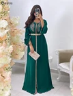Коллекция 2021, марокканские женские вечерние платья с длинным рукавом, дубайские официальные платья для выпускного вечера с вышивкой, атласные платья