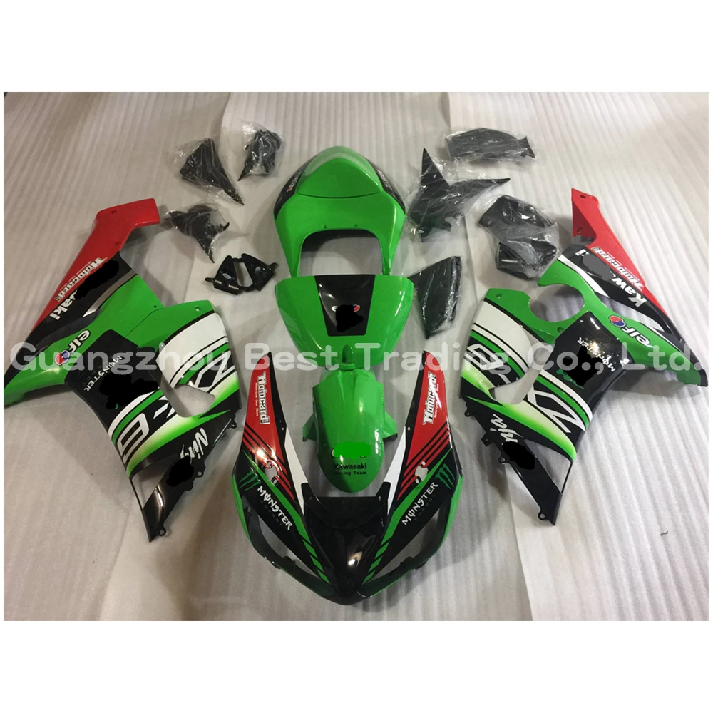 Зеленый мотоцикл полный обтекатель комплект для KAWASAKI ZX6R 636 2005 2006 ZX-6R кузова литья