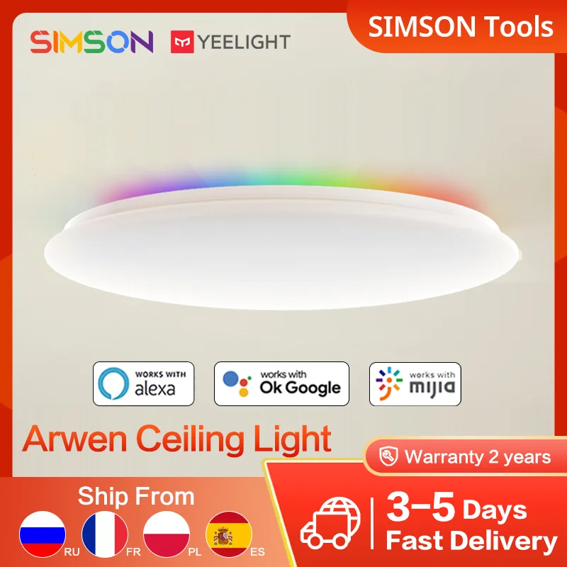 Новый потолочный светильник Yee 450C/550C Arwen, умный светодиодный RGB цветной Регулируемый яркий работает с ок Google Alexa Mijia