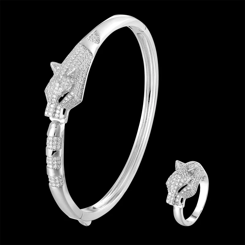 Женский леопардовый браслет и с кольцом Свадебные Ювелирные наборы высокого