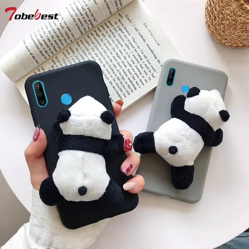 3D милый плюшевый чехол с пандой для Huawei P30 P20 Lite Pro P10 P9 Plus P8 2017 Nova 5i 5 4 3 2 силиконовый