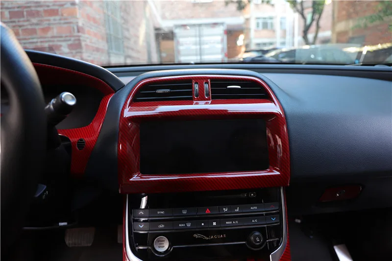 

Carbon Fiber abs Car Interior Steering Wheel Cover Trim Dashboard Frame trim Styling sticker Fit For Jagu-ar XEL 2018-2019