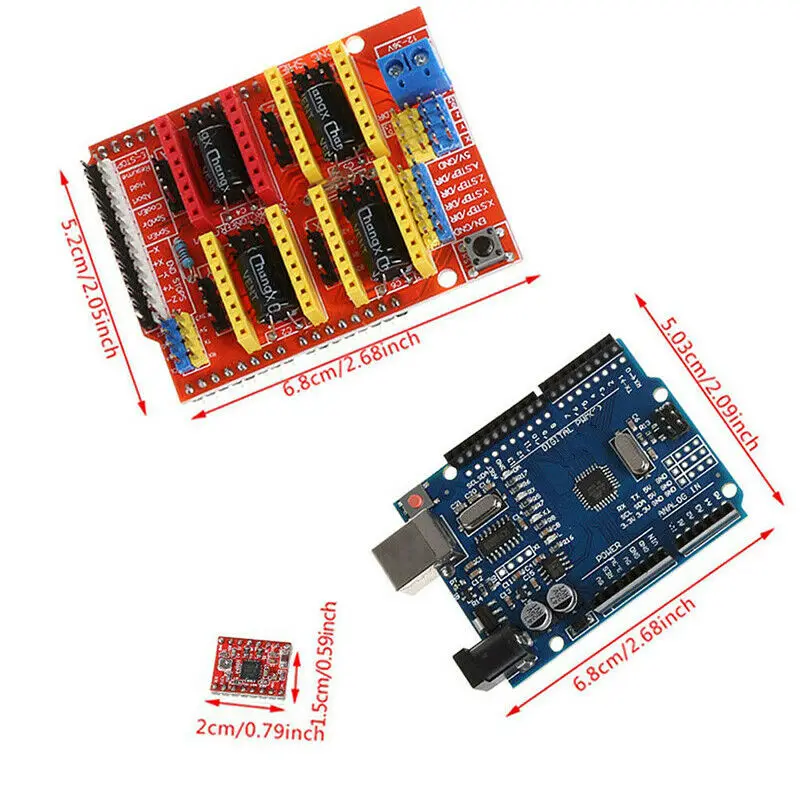 

Плата расширения драйвера шагового двигателя CNC Shield V3 для 3D-принтера A4988 для Arduino