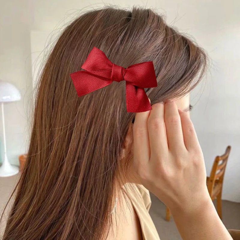 

New Bow Hair bands Girl Satin Ribbon Headband Bowknot Hairpins Barrettes Children ponytail Holder Hair Accessories Headwear