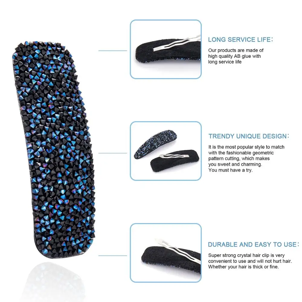 6 шт. заколки для волос женщин и девочек Нескользящие блестящие стразы стильные
