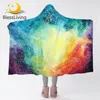 BlessLiving Space Hoodie Blanket Galaxy Sherpa Fleece Blanket Cosmic Wearable Blanket Watercolor Blanket With Hood Adult Kids 1