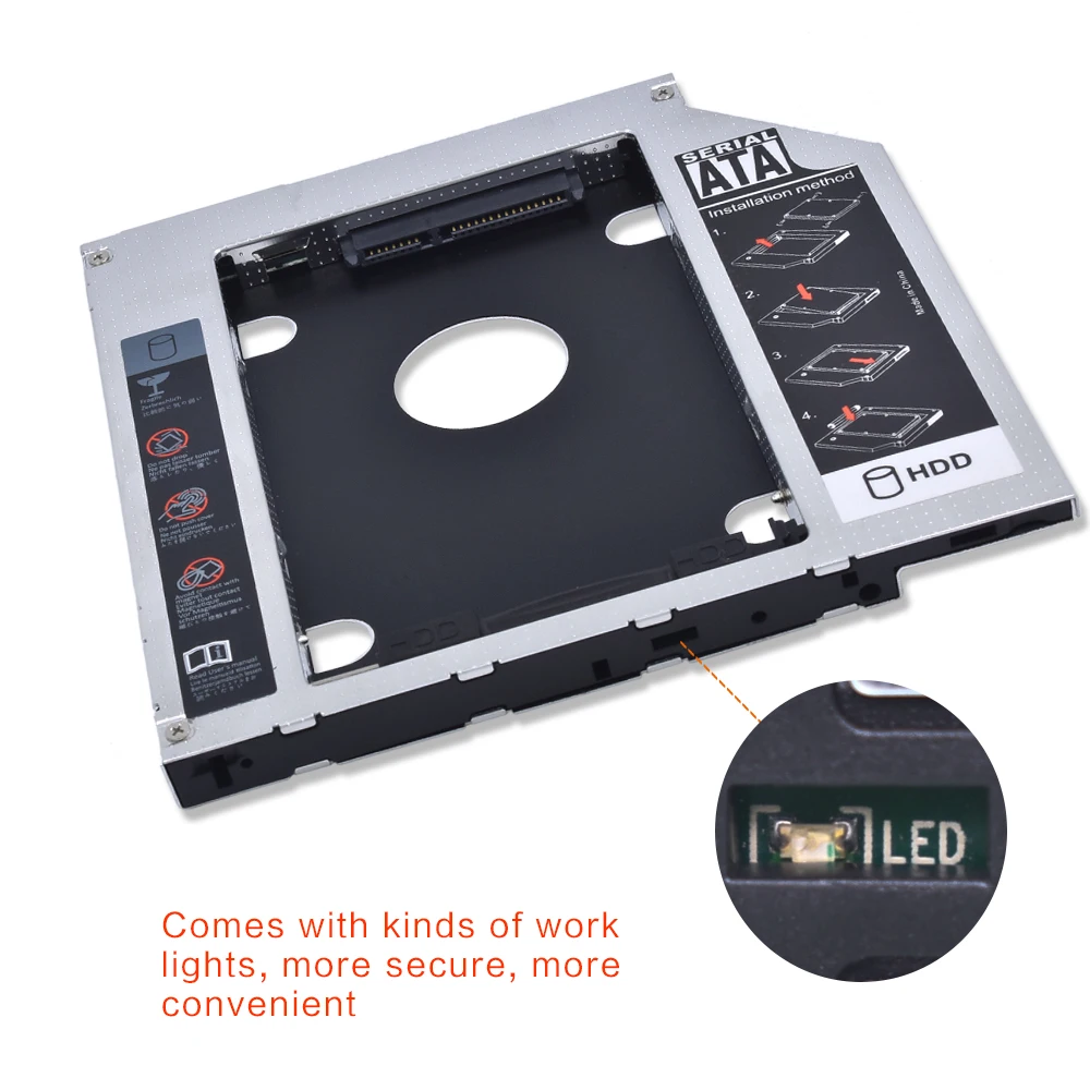 Универсальный алюминиевый адаптер Tishric для DVD HDD 9 5 мм SATA 3 0 Caddy со светодиодным