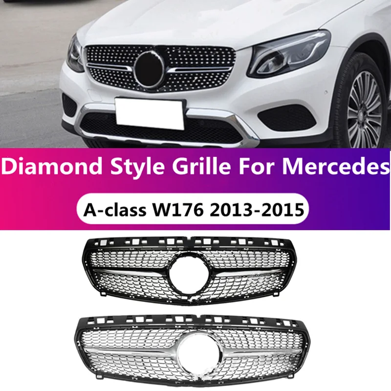 

Diamond Style Front Bumper Grille Racing Grill for W176 2013 2014 2015 Mercedes A Class A160 A180 A200 A220 A250