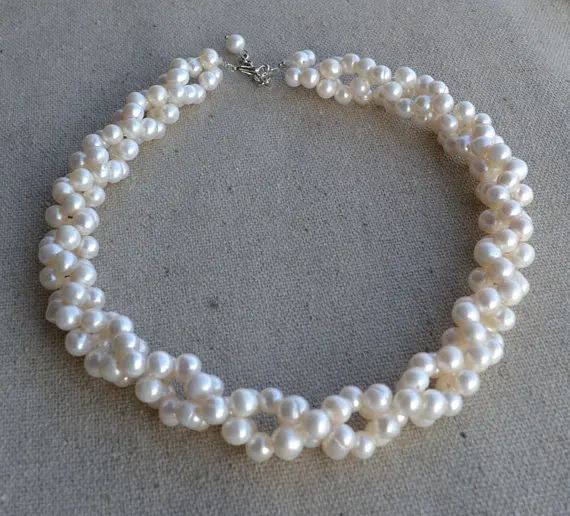 Comprar Collar De Perlas De Agua Dulce, Joyería De Boda, Color Blanco, 5-6mm