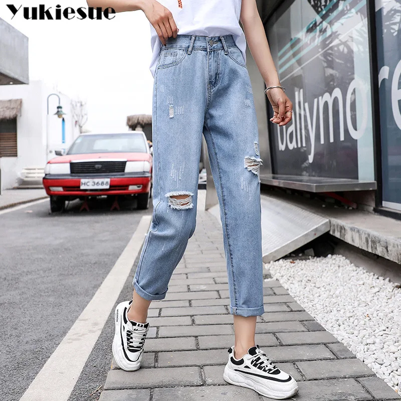 

Vintage Harem Jeans Women Blue High Waist Denim Pants Mujer Mom Boyfriend Straight Jeans summer Spring 2020 Denim Jeans woman
