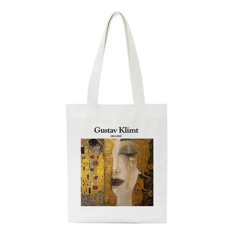 

Gustav Klimt Summer New Female Casual Harajuku High-capacity Canvas Art Print Fashion College Vintage Shoulder Bags Shopping Bag