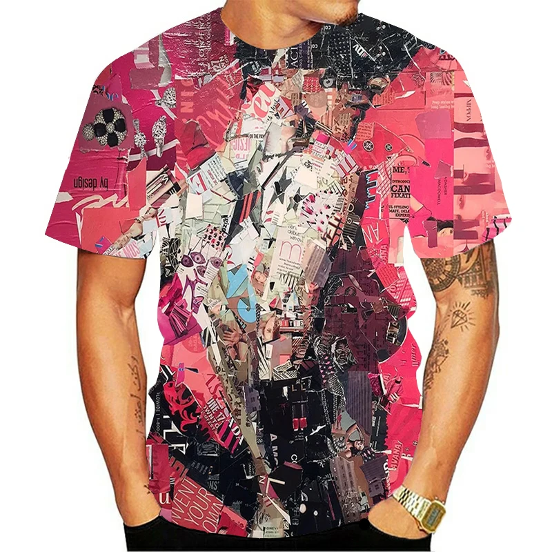 

Aesthetic tshirt 3D Tshirt graffiti style series fun summer korean t-shirt men and women short-sleeved tops round neck top