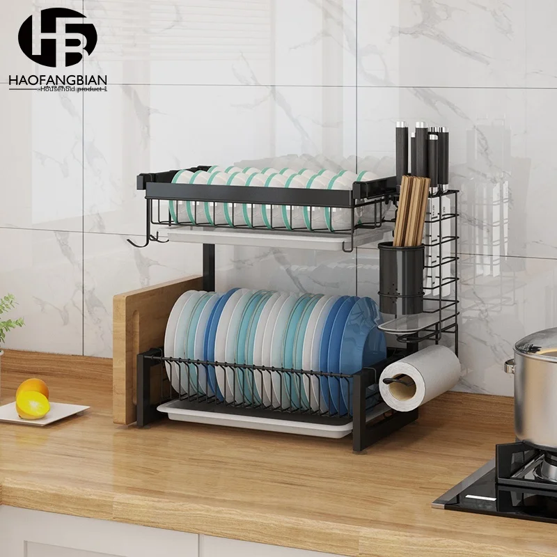 

Kitchen Rack Multi-Functional Desktop Dish Rack Knife Chopsticks Chopping Board Cup Roll Paper Storage Organizing Holder