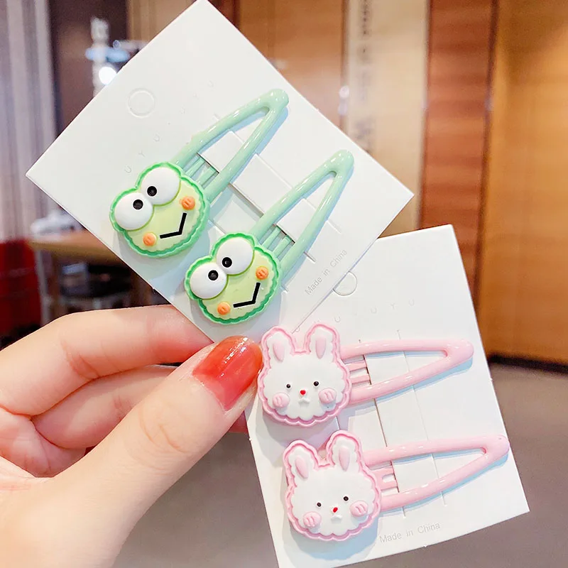 Детские заколки для волос с мультяшным Кроликом медведем лягушкой уткой 2