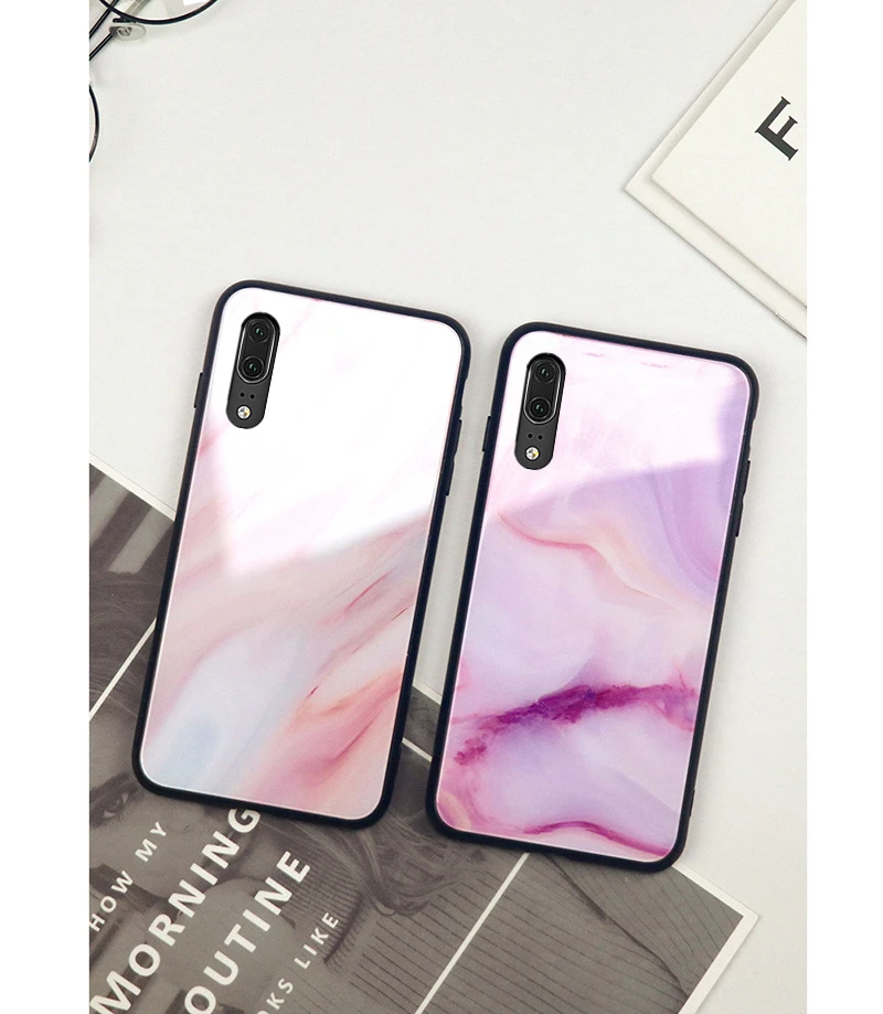 Для samsung Galaxy A10 A20 A30 A50 A60 A70 A80 A90 чехол Мрамор Стекло жесткая накладка на заднюю панель для samsung A50 A70 A30 цветной чехол для телефона