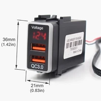 qc3 0 double usb quickcharge car charger adapter with led voltmeter plug play cable for nissan