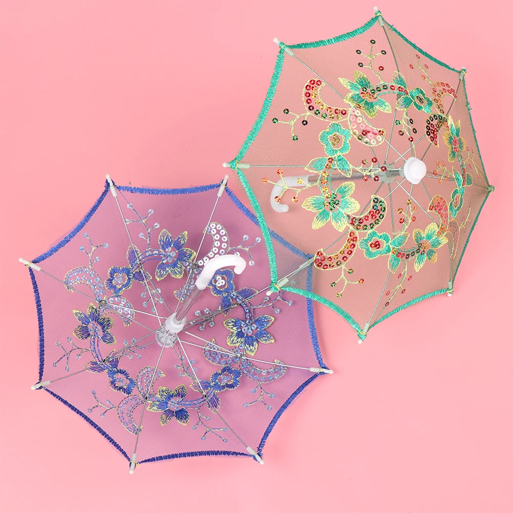 New Lace Mini Umbrella for Doll Elegant Fashion Embroidered Handmade Umbrellas Accessories Girls Toy Dolls Gifts | Игрушки и хобби