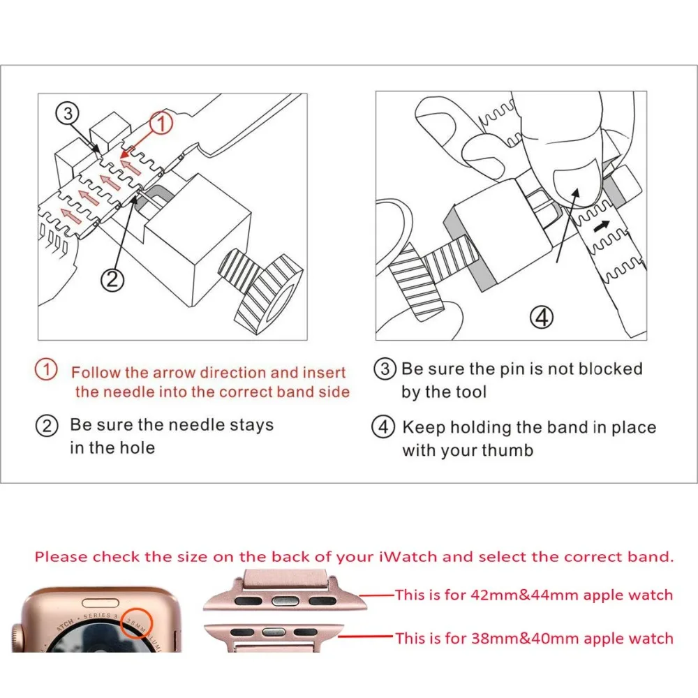 

Stainless steel Strap For Apple watch 5 4 3 bands straps 42 44 40 38mm for iwatch 4 3 band 40mm metal watch strap bracelet Watch