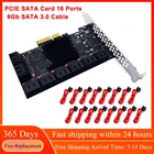 PCIE SATA Card 16 портов 6 ГБ SATA 3,0 PCIe карта Pci Express X4 PCI Слоты поддержка 16 SATA 3,0 контроллер карта расширения для майнинга