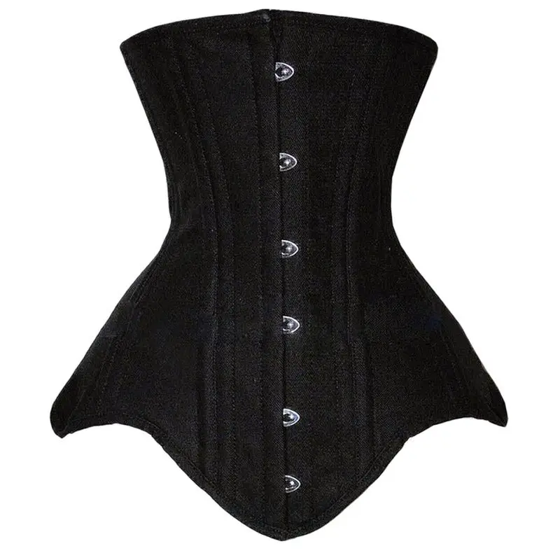 

Women's Long Line Retro Style Waist Training Corsets Double Steel Boned Heavy Duty Underbust Body Shaper Black