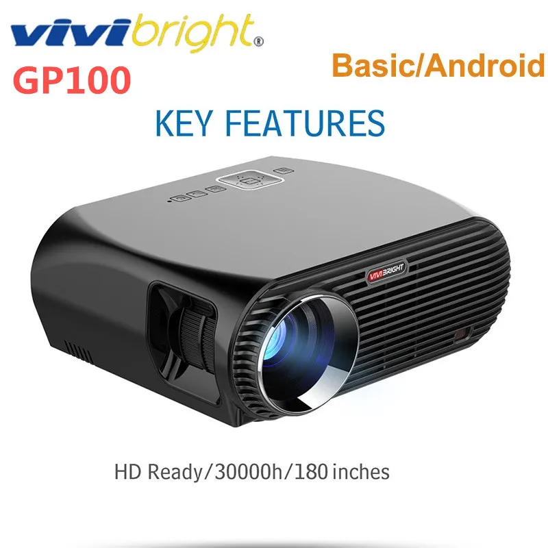 VIVIBRIGHT GP100 3200 люмен 1 Гб+ 8 Гб Amlogic S905X V69 MSTAR Android 6,0 HD 1080P Projetor lcd Com динамик