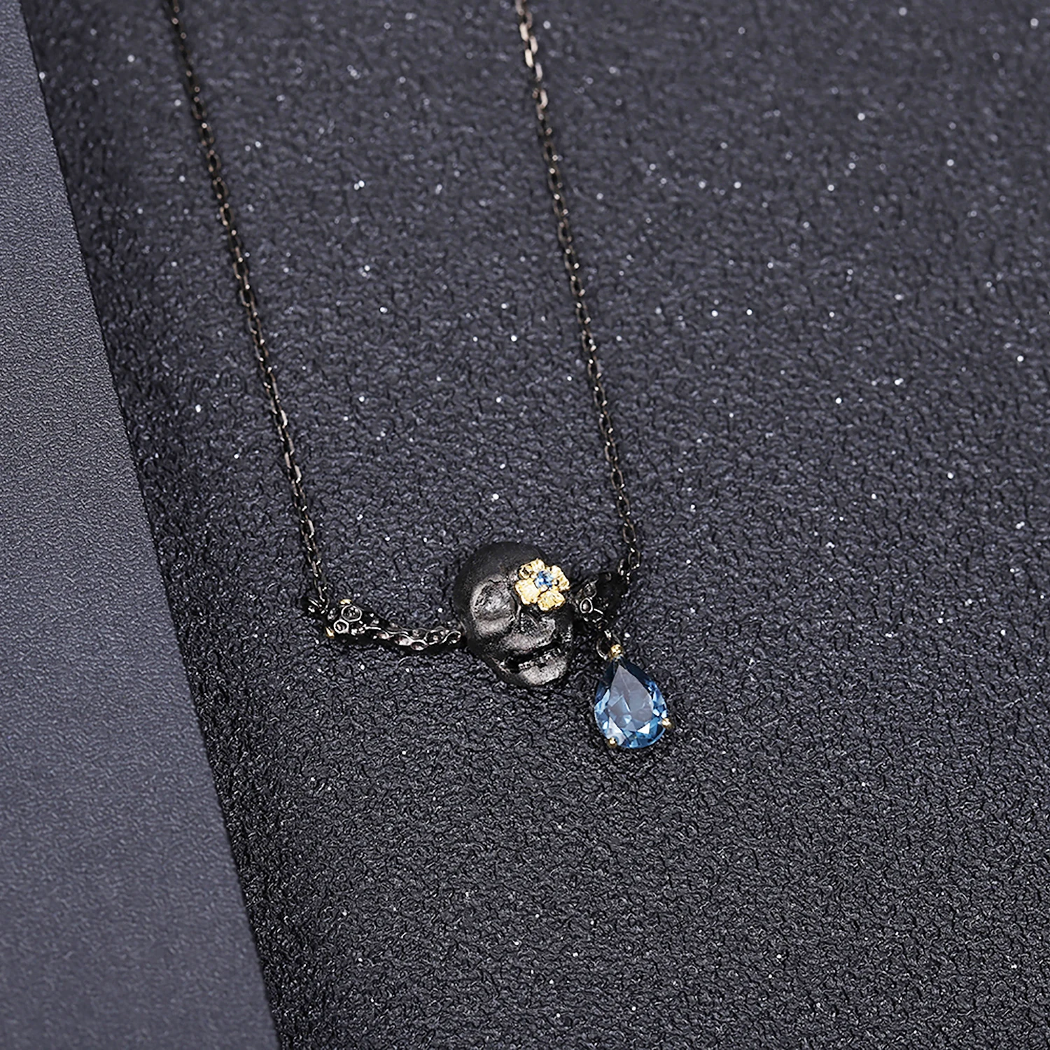 Женское ожерелье из серебра 925 пробы с натуральным голубым топазом украшение для