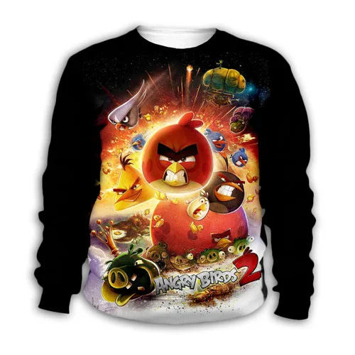 Kids sweatshirts Фильм angry birds, с рисунком красных птиц детская 3d из двух предметов: толстовка с капюшоном и рисунком котенка, одежда для детей свитшоты огонь футболки на молнии для маленьких девочек и мальчиков шорты «Kawaii» и штаны - Цвет: Kids sweatshirts