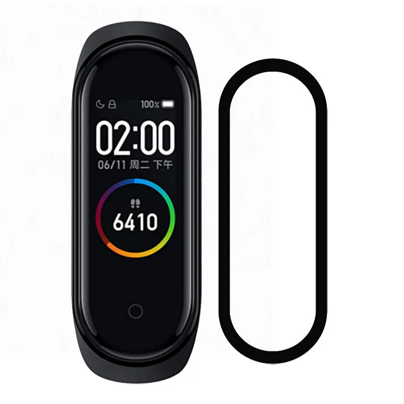 Защитная пленка с изогнутыми краями для Xiaomi Mi Band 5 стеклянная смарт часов полным