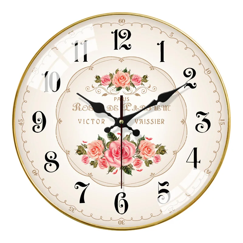 Настенные часы в европейском стиле бесшумные для кухни гостиной Золотые Ретро