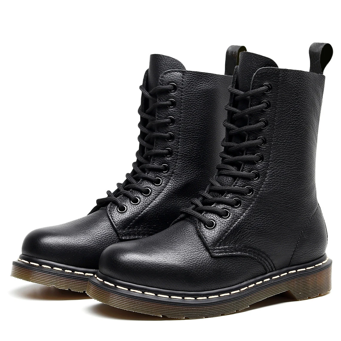 

Women Boots Genuine Leather Woman Black Ankle Boots Motorcycle Boots Female Spring Autumn Winter Couples Men Shoes Punk Mid Boot