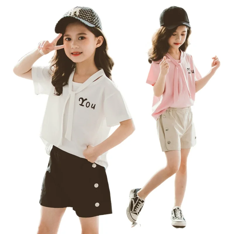 

Kids Clothes for Girls Summer Fashion T-shirt and Shorts 2PCS Outfits Streetwear Party Baby Dance Children Clothing Sets
