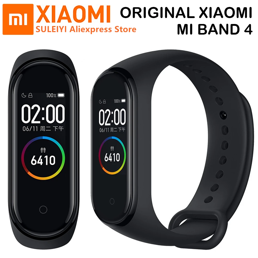 Смарт-браслет Xiaomi Mi Band 4 100% оригинальный Водонепроницаемый Фитнес-трекер с AMOLED