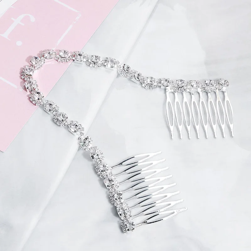 

Floralbride Handmade Silver Color Rhinestones Crystal Wedding Hair Comb Hair Vine Bridal Headband Hair Accessories Women Jewelry
