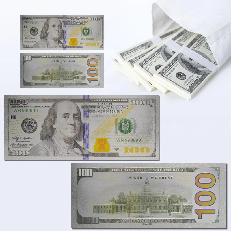 $100 США серебряная фольга покрытые банкноты американский доллар счёт поддельные