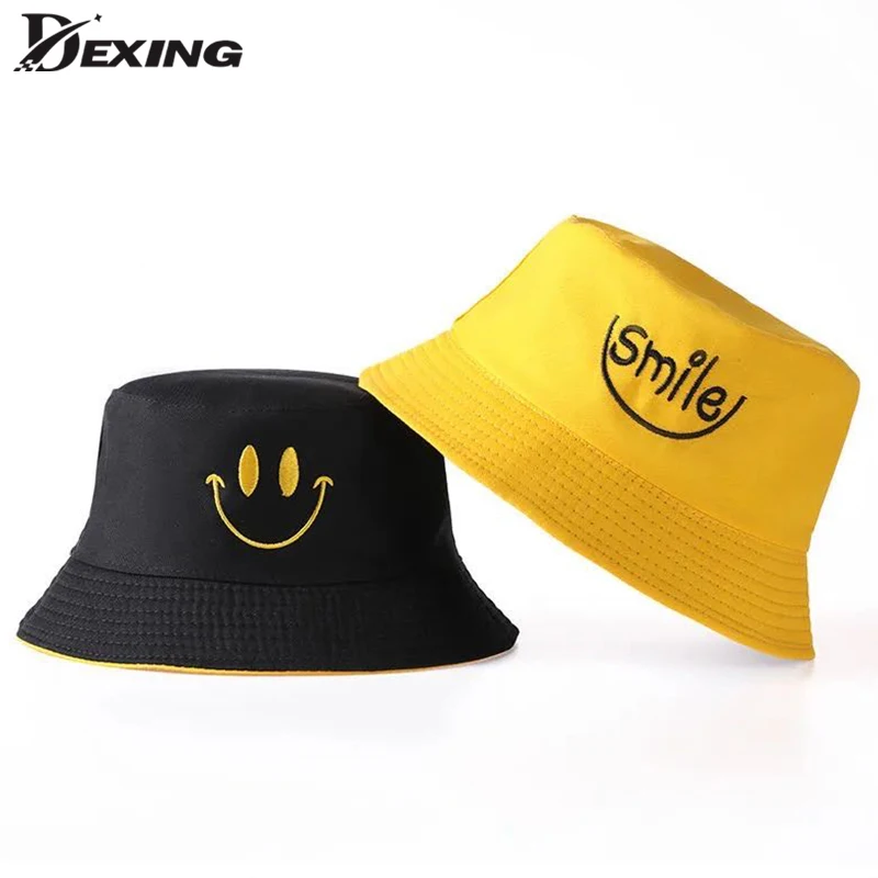 Панама с улыбающимся рисунком для мальчиков и девочек летняя Милая уличная шапка