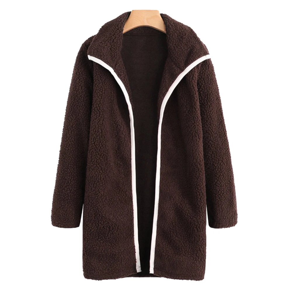 Зимнее однотонное женское повседневное пальто Kenancy с лацканами и длинными