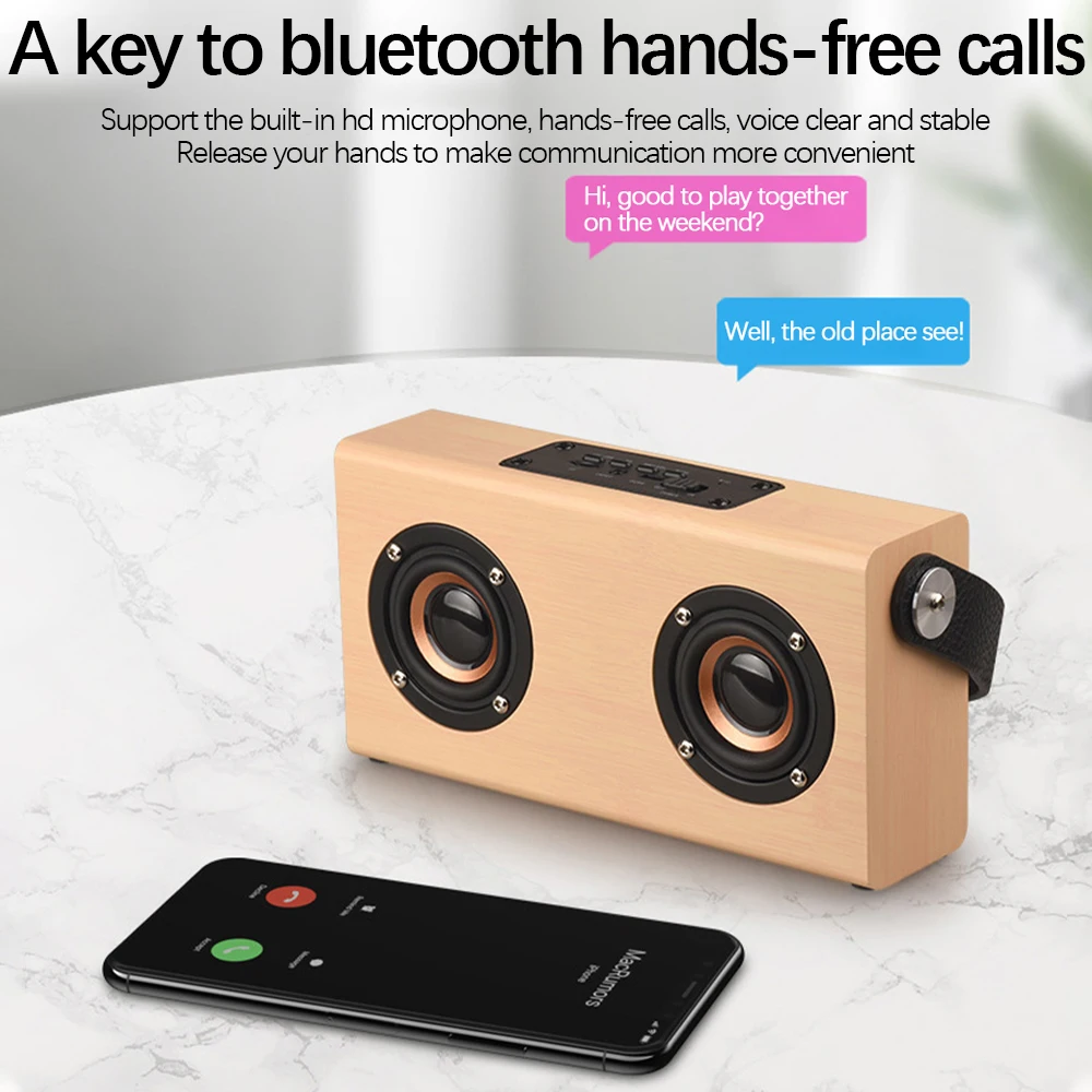 

Беспроводная Bluetooth-колонка, портативная деревянная Bluetooth-колонка, встроенный микрофон, поддержка TF-карты, вход AUX, деревянная Bluetooth-колонка