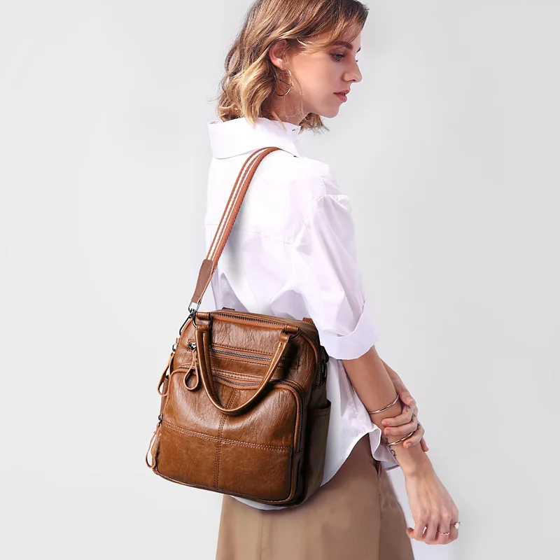 

Women Handbags Designer Bags Famous Brand Hand Bags Women 2019 Split Leather Belts Solid Crossbody Bag Leather Backpack