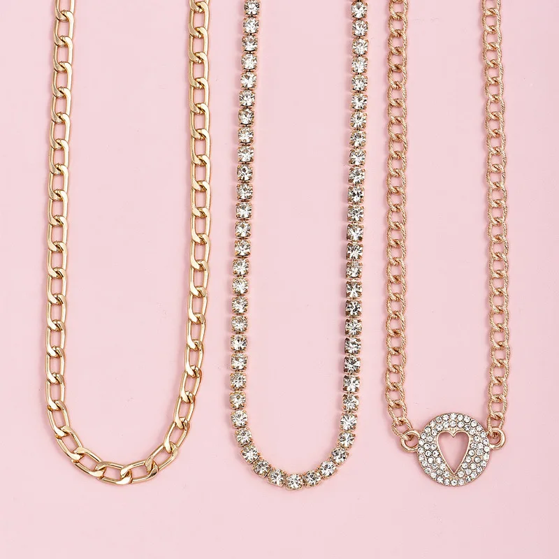 Набор классических женских ожерелий 3 шт./компл. цепочка до ключицы с полыми