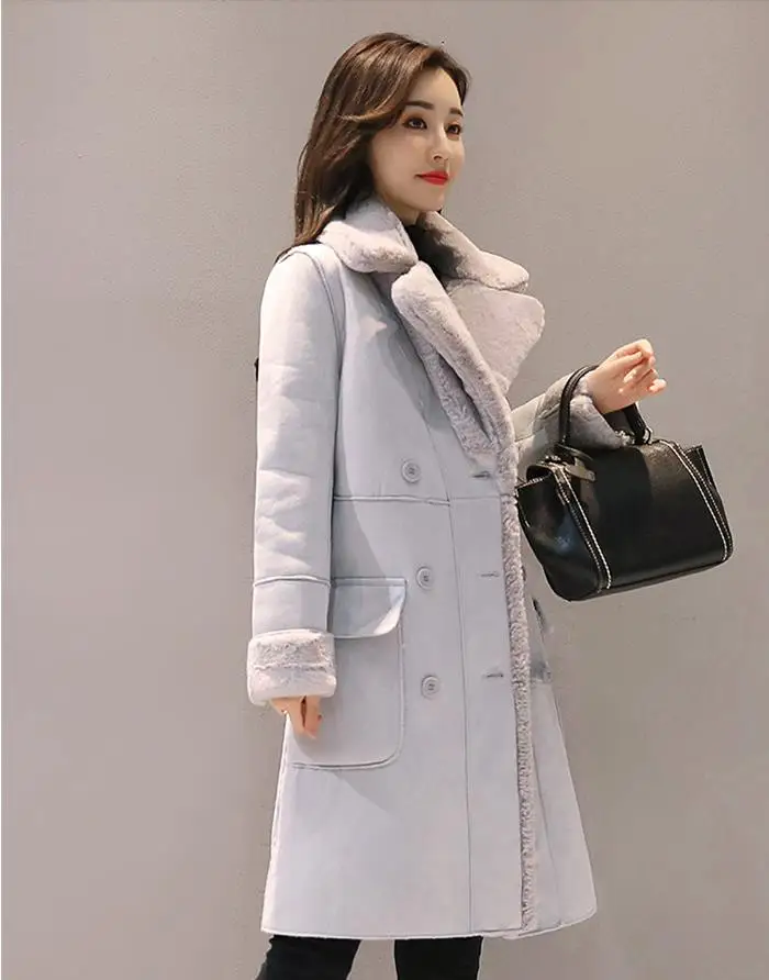 Новинка женское длинное пальто осенне-зимнее теплое бархатное утепленное