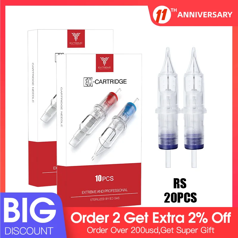 20 шт стерильные тату глаза Перманентный картридж RS иглы Вращающаяся ручка