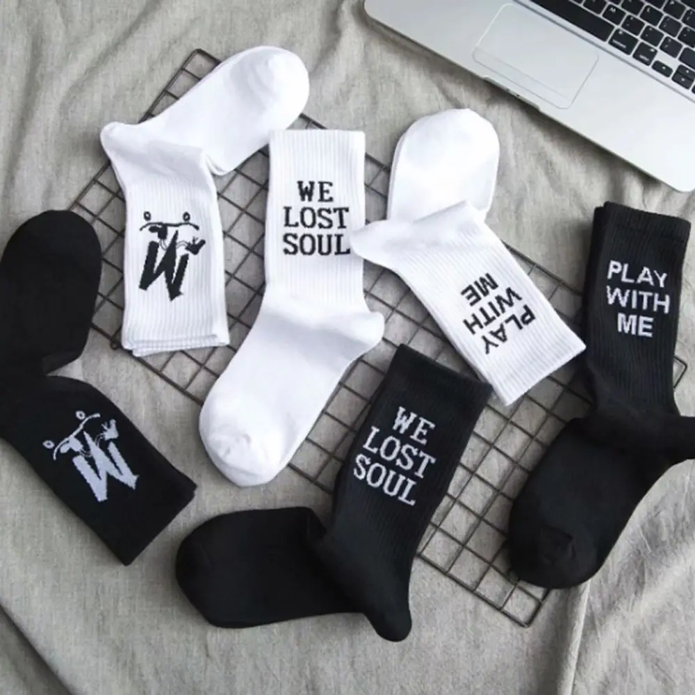 Мужские повседневные хлопковые носки с мультяшными надписями модные новые