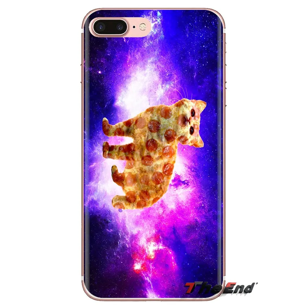 Кот поедающий пиццу дизайн в космосе художественные чехлы для iPhone XS Max XR X 4 4s 5 5S 5C SE