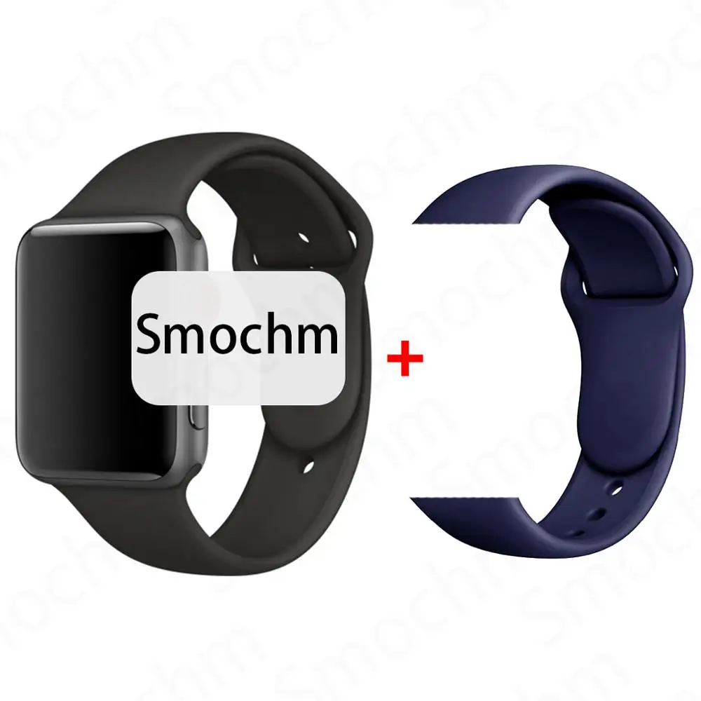 Smochm IWO 8 Plus DIY новые умные часы Bluetooth 1:1 Series 4 Беспроводное зарядное устройство MTK2502 обновлено для Apple Watch iPhone Android - Цвет: Black and BlueSilic